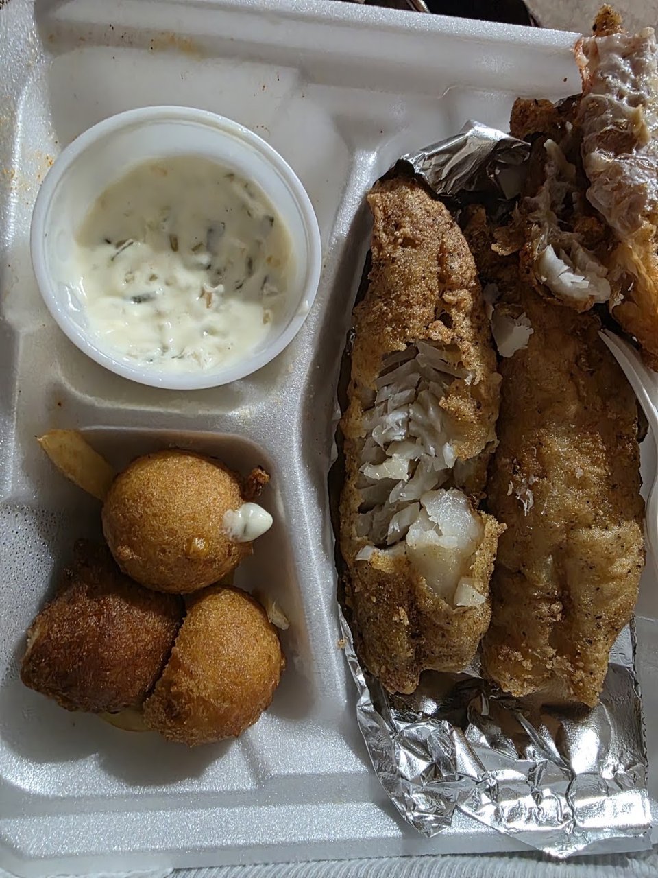 Printed menu with croaker and whiting.