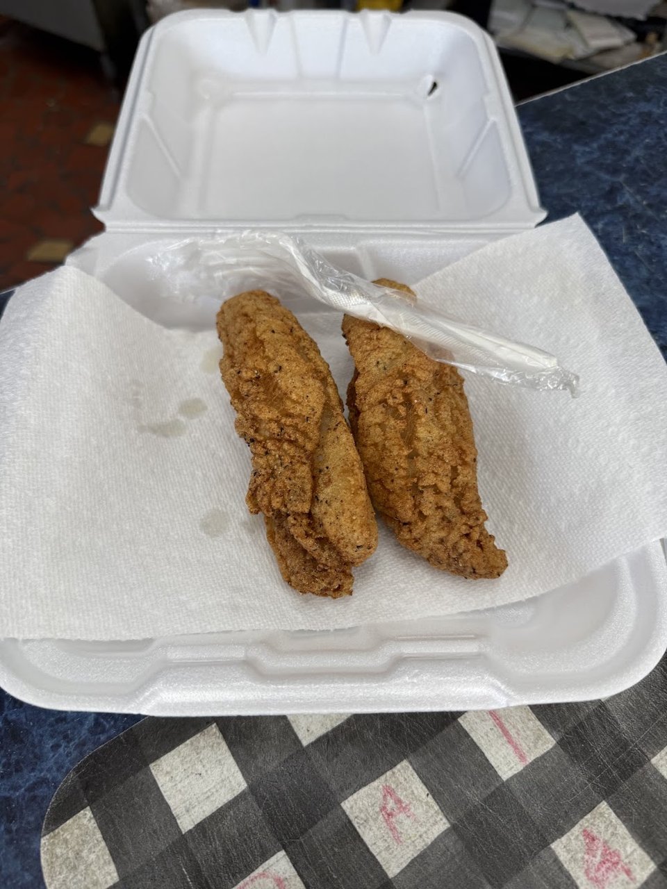 Printed menu with croaker and whiting.
